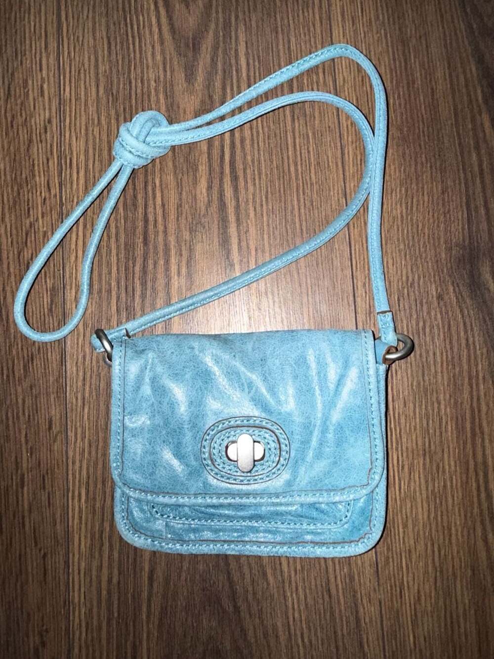 Fossil Genuine Leather Mini Crossbody Bag in Blue